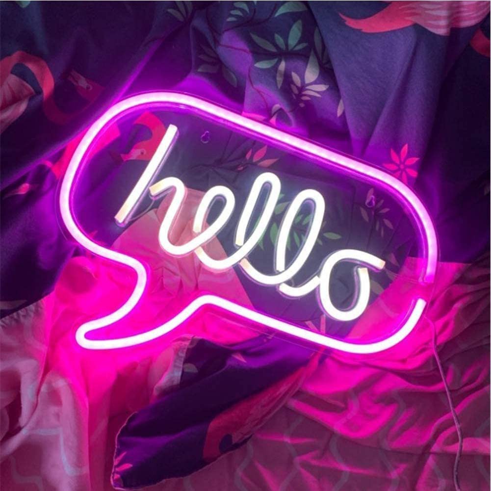 Lampu Neon Led Lampu Neon Flex Lampu Hias Neon Sign Kamar Aesthetic Bentuk Hello Untuk Dekorasi