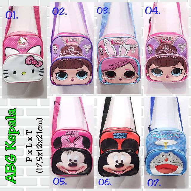 Slempang Anak Karakter kepala HK/Doraemon/mickey/minnie