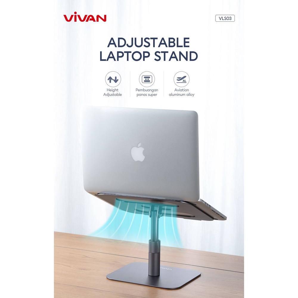 Vivan VLS03 Aluminum Liftable Foldable Laptop Cooling Stand spt VLS01 / Holder iPad Tablet