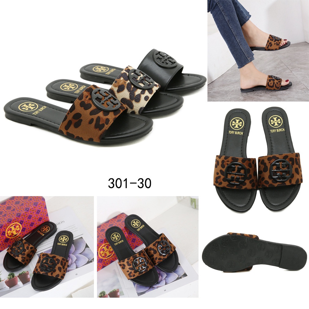 TB Leather and Suede Slide Sandals  #301-30