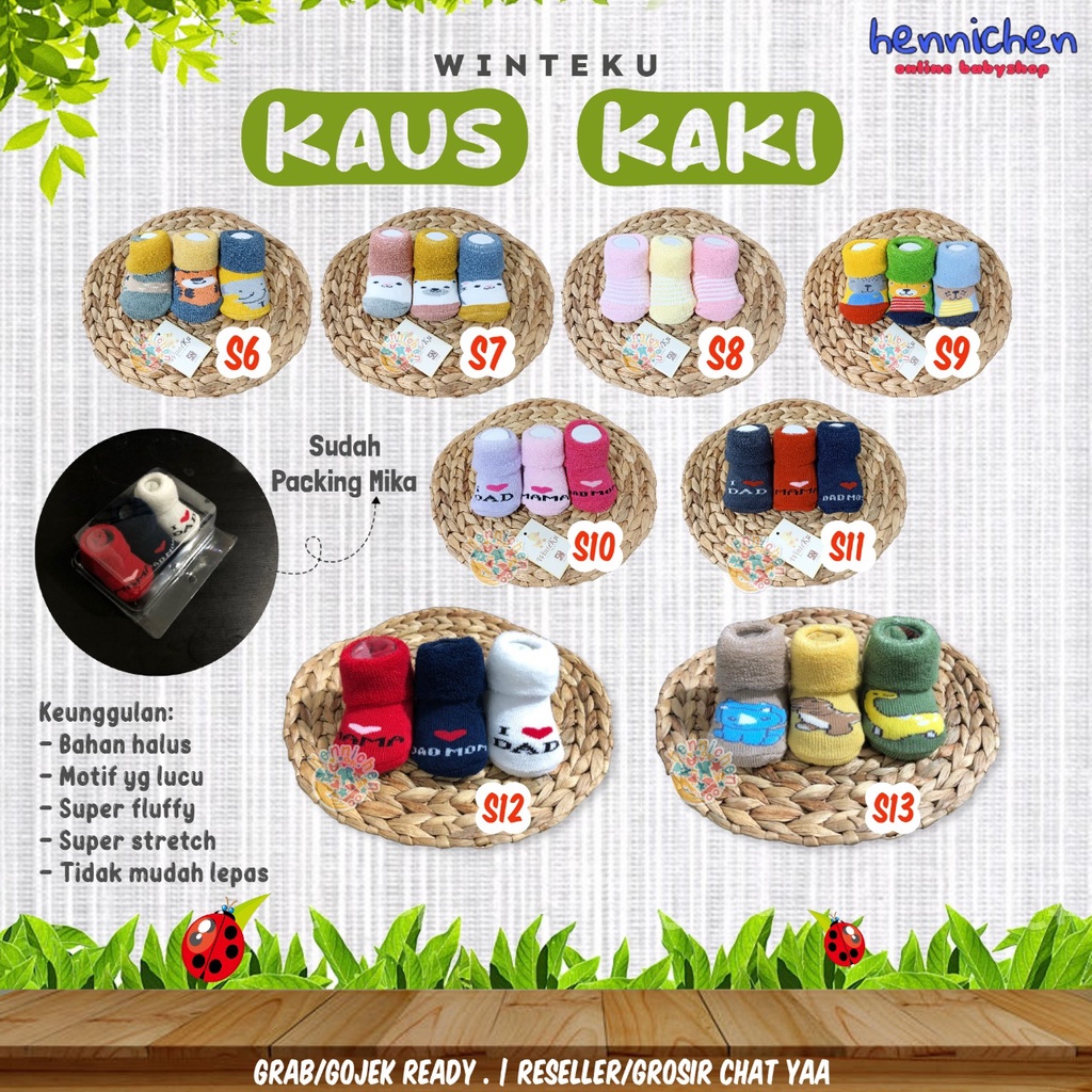 BABY SOCKS PREMIUM WINTEKU KAOS KAKI BAYI HANGAT ISI 3 PASANG