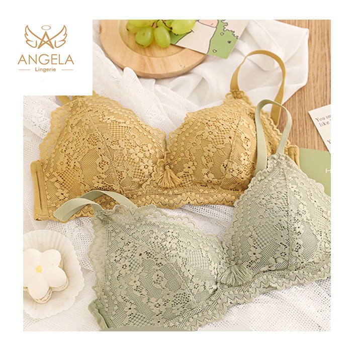 ANGELA PREMIUM JAPAN Bra BH Set Tanpa Kawat Celana Dalam Wanita Bikini Sport Beha Lingerie Korea Fashion Bralette Remaja Perempuan Sexy Pakaian Dalam COD Renang Motif Cewek Pita Bunga Murah Kimi Jumbo Bralette