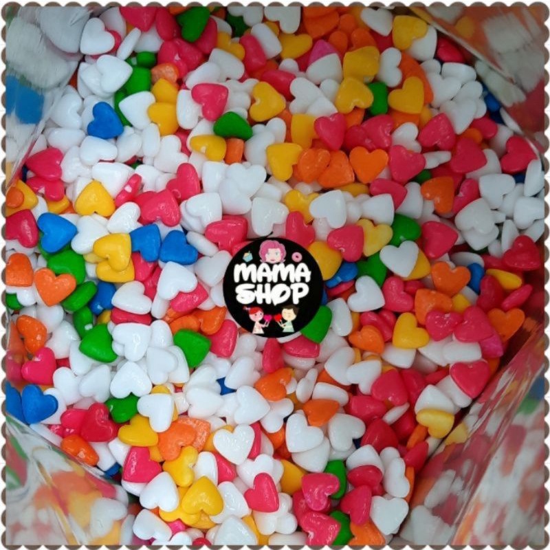 Sprinkle 500gram Confetty Spikel Trimit Gula Dekor Hiasan Kue Love Star Pearl Mutiara Silver Gold