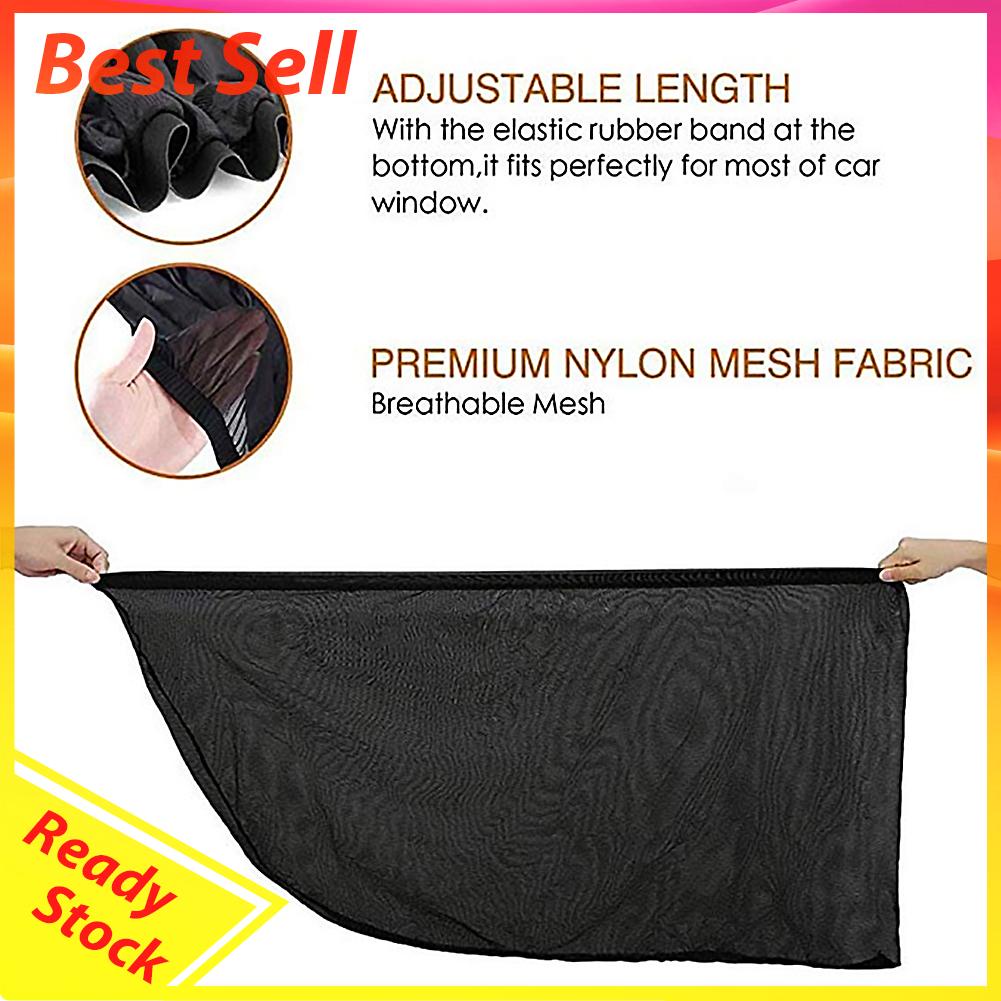 2pcs Jaring Anti Nyamuk Pelindung Uv Untuk Jendela Depan / Belakang Mobil