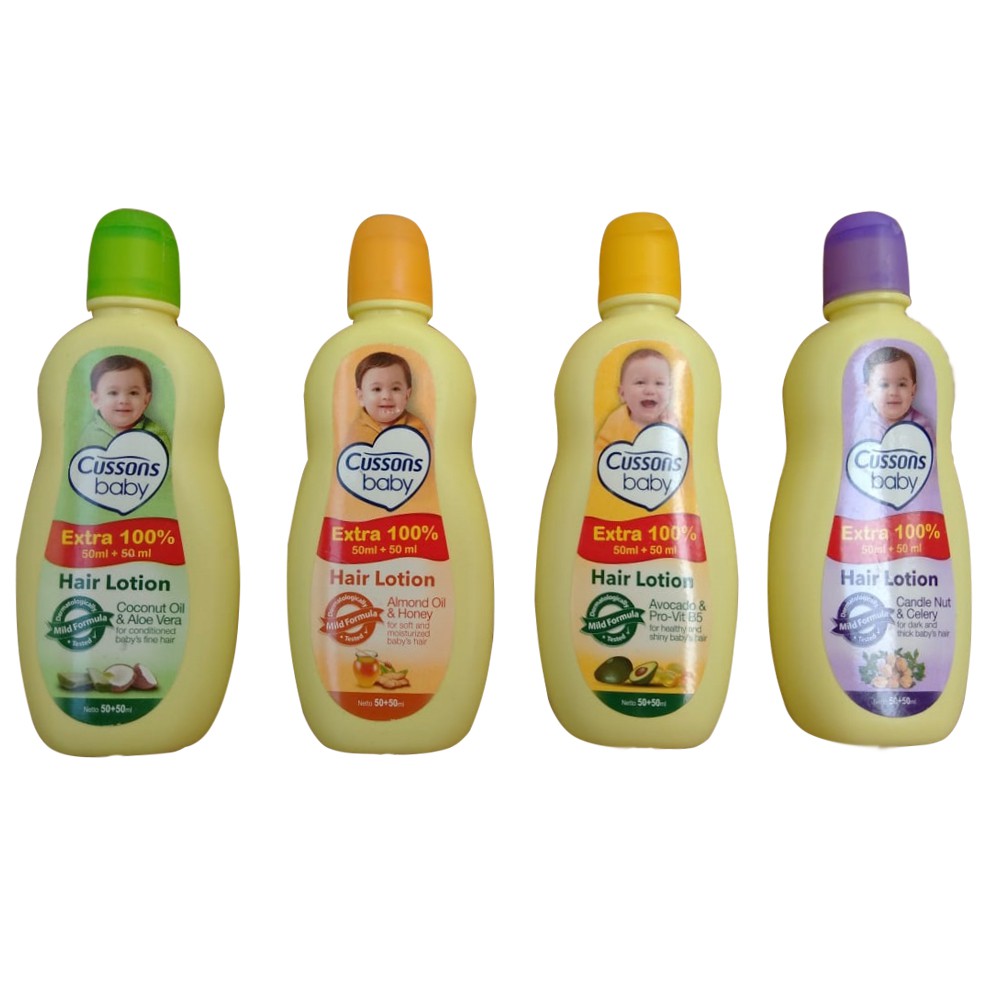 Baby HAIR LOTION Cussons 200ml 100 ml Almond Oil Avoccado Coconut Candle Nut Minyak Rambut Bayi Tebal