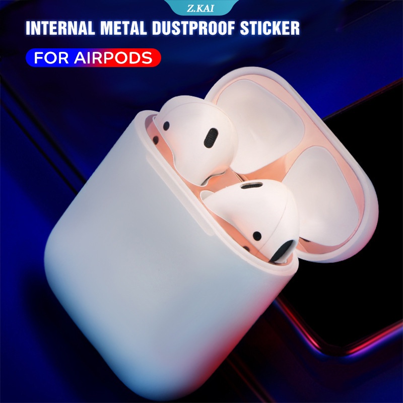 Stiker Pelindung Anti Debu Dan Gores Bahan Metal Untuk AirPods 1 2 Pro