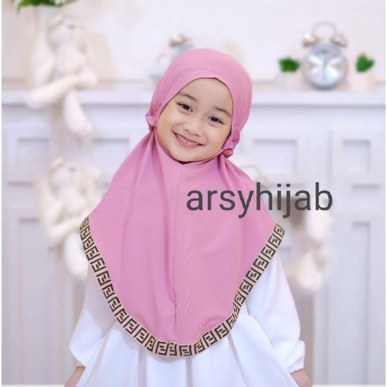 jilbab anak fendy terbaru tali karet polos 3-5thn