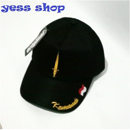 Topi pria logo Komando Bordir Kuning hitam