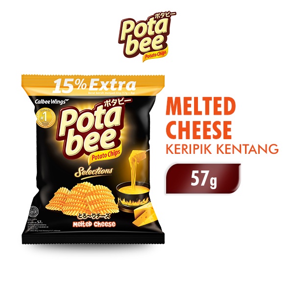 POTABEE Keripik Kentang Selections Melted Cheese (Rasa Keju) 57 Gr