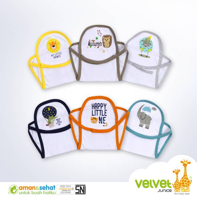 Velvet Junior Popok Mono Print  / Popok Bayi Newborn/Popok Kain Newborn  (6pc)