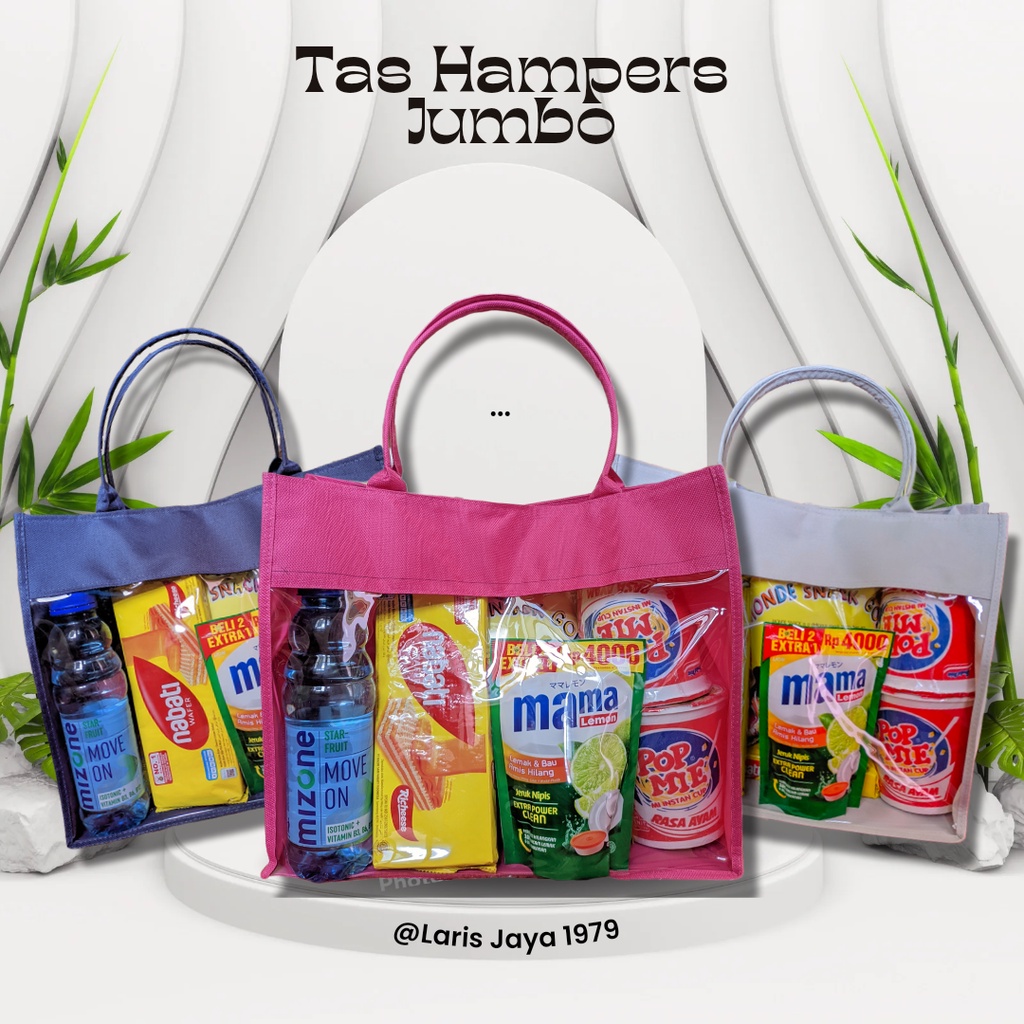 Tas Hampers Jumbo Serbaguna Kombinasi kanvas import ukuran 35x30x15cm (cek deskripsi)