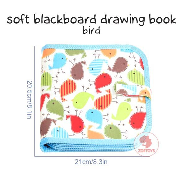 Zoetoys Soft Blackboard Drawing Book 12 pen | Buku Papan Tulis Anak Bisa Dihapus | Erasable Book