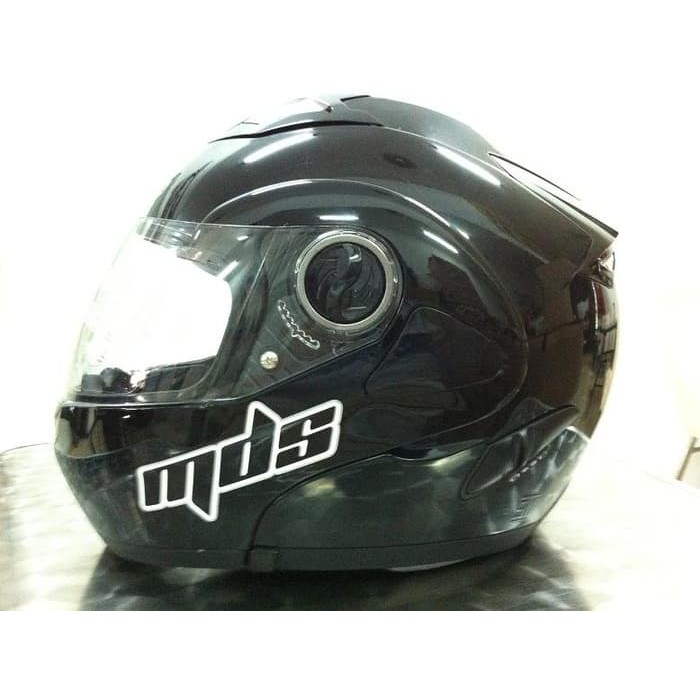 Helm MDS Pro Rider Black Solid Flip Modular FullFace Full Hitam Visor