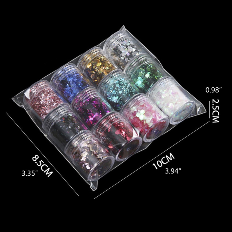 SIY  12 Colors Mixed Holographic Makeup Chunky Glitter Face Body Eye Hair Nail Epoxy Resin Festival Chunky Hexagons Sequins