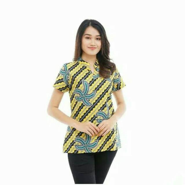 Atasan Abg Katun AK - Motif Bunga Laut Kuning - Batik Benang Raja