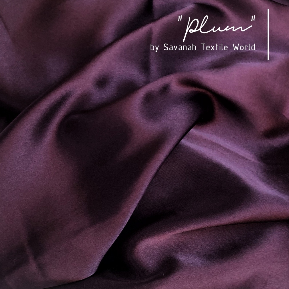 1/2 meter Kain Satin Silk Maxmara/ Sateen Sutra PREMIUM luxury-Plum