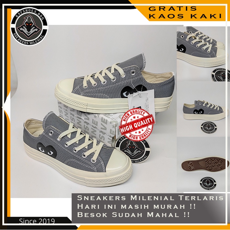 Converse 70s CDG Low Steel Grey Size 36-44 Made In Vietnam originial Premium Import Bnib