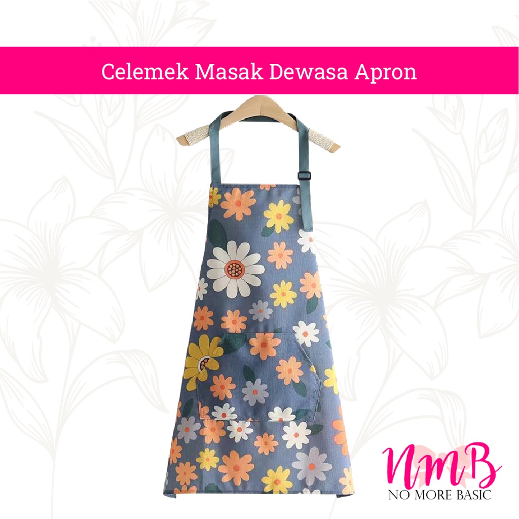 Celemek Masak Dewasa Apron Motif Polos &amp; Floral