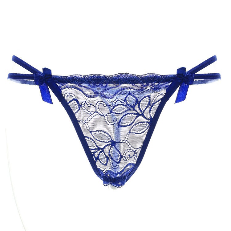 G String Sexy mutiara open crotch thongs Lace bahan celana dalam C120