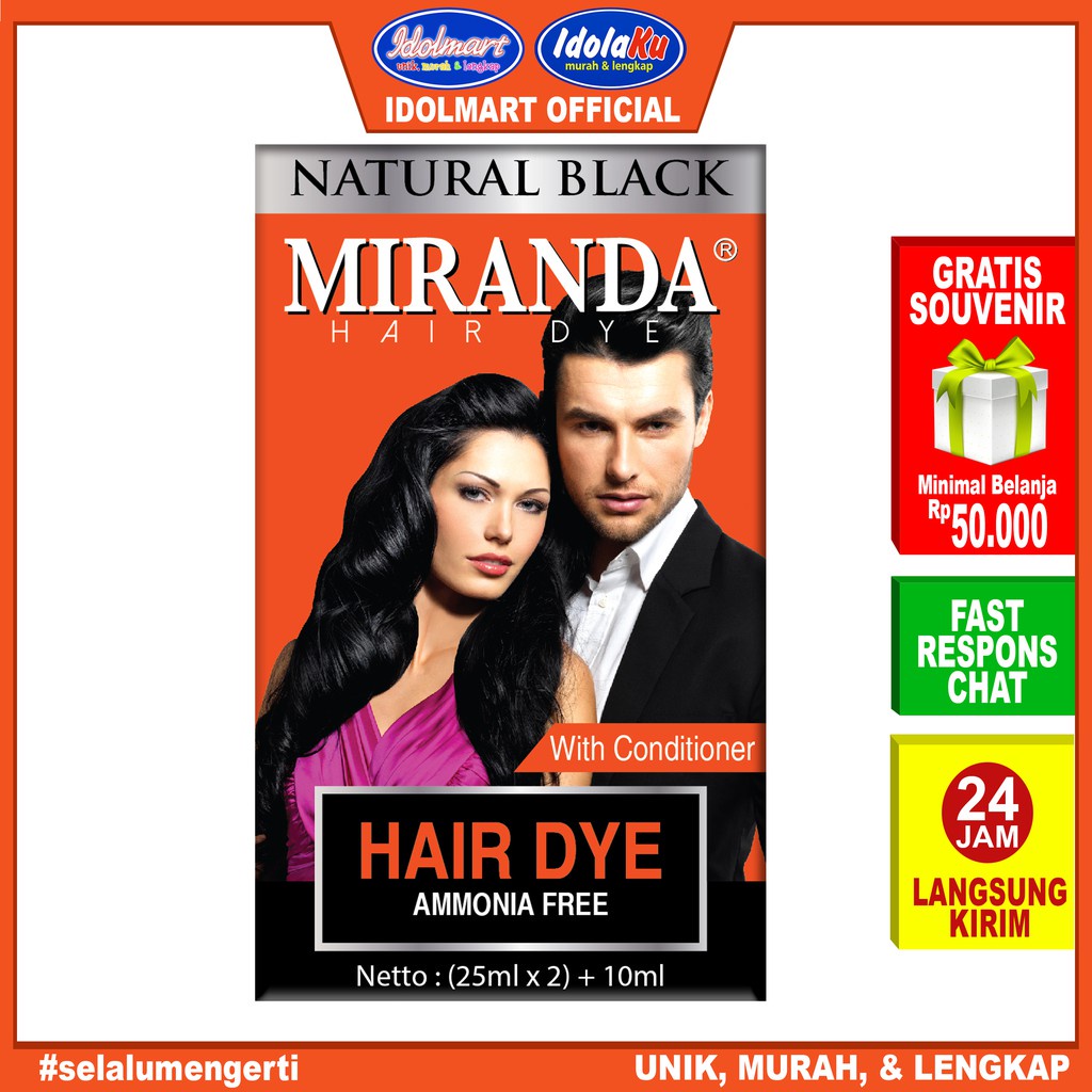 IDOLAKU Miranda Natural Black Hair Dye (Semir Rambut) 25ml