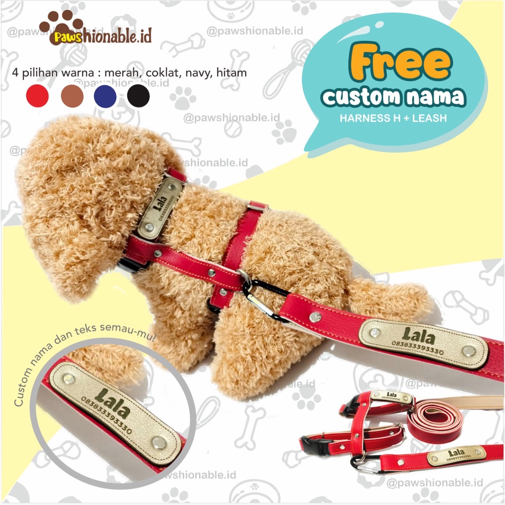 HARNESS H SET LENGKAP CUSTOM NAMA ANJING KUCING