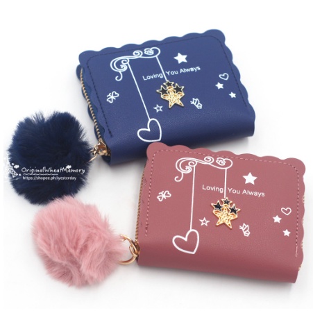 ( GS ) DOMPET WANITA / DOMPET LIPAT WANITA DOMPET LUCU FREE POMPOM