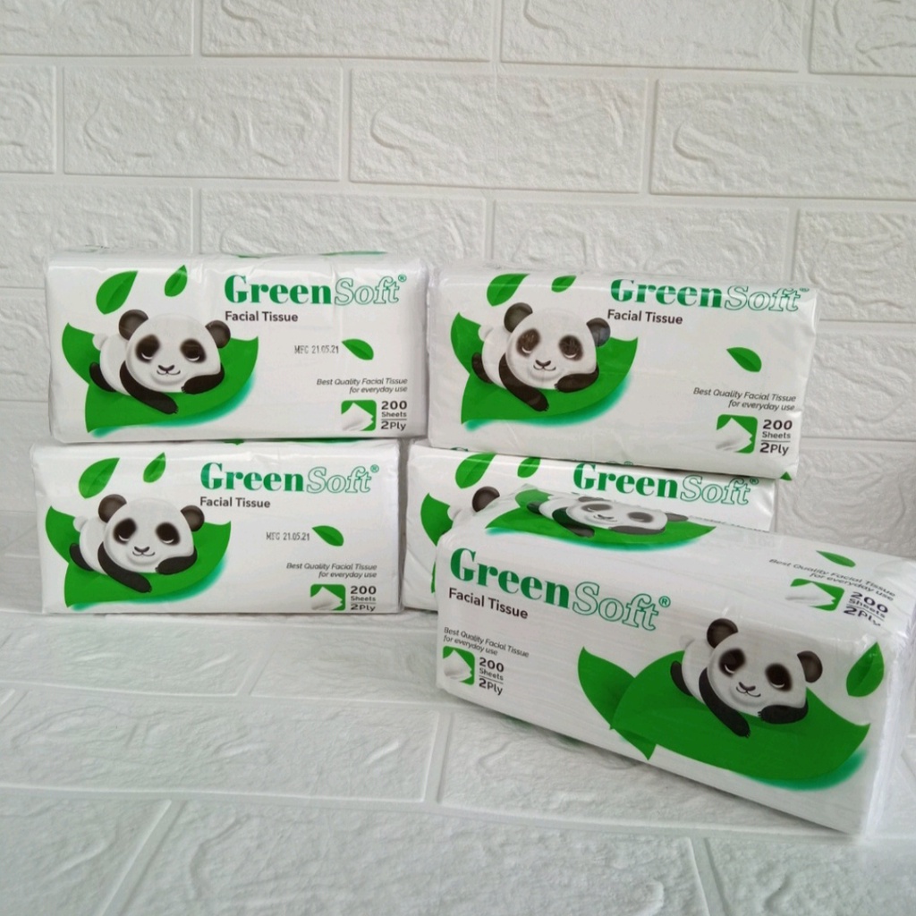 Tisu panda Tissue Wajah Facial Pop Up Green Soft Facial Pop Up Tisu Isi 200 Sheets 2 Ply-1