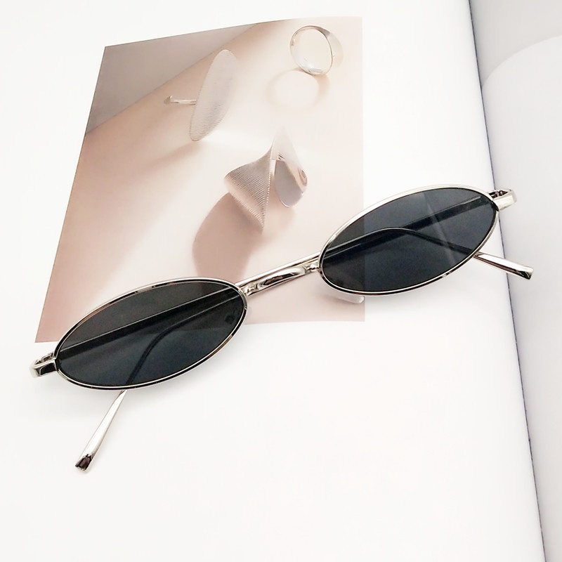 【Grosir】COD Kacamata Hitam Frame Metal Kecil Gaya Vintage untuk Wanita  - An