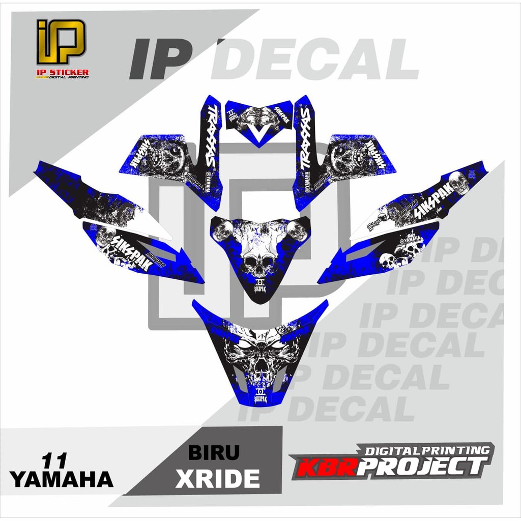 DECAL X-RIDE STICKER VARIASI MOTIF GRAFIS DECAL MOTOR YAMAHA X-RIDE 11 CUSTOM BEBAS BISA