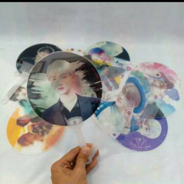 kipas custom bahan transparan, kipas kpop kipas pvc