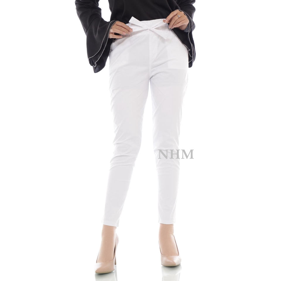 NHM Baggy Pants Putih - Celana Putih Panjang Wanita JUMBO