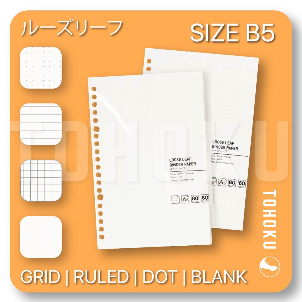 

Broken White B5 Loose Leaf Tohoku - Refill Binder / Isi Binder