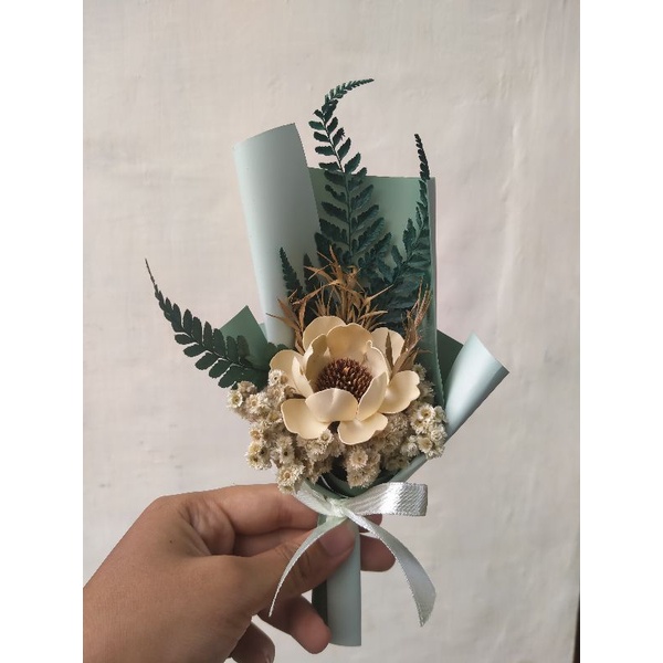 mini buket bunga lontar sakura green theme