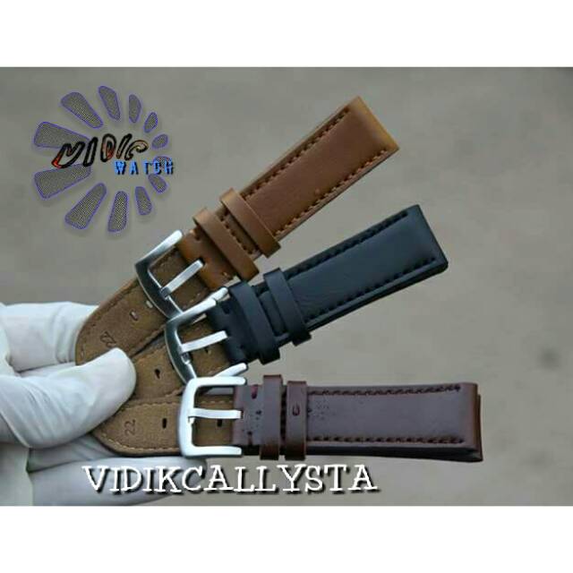 LEATHER STRAP UNIVERSAL 22 24 / TALI JAM KULIT KALEP SEMUA JAM POLOS