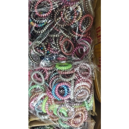 Ikat Rambut Spiral Kuncir Rambut Kabel Telepon-Kilap k kabel