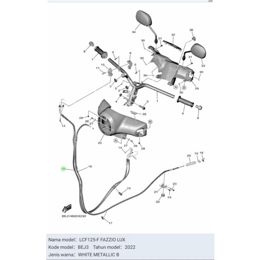 TALI KABEL GAS FAZZIO ASLI OR YAMAHA BEJ F6311 00