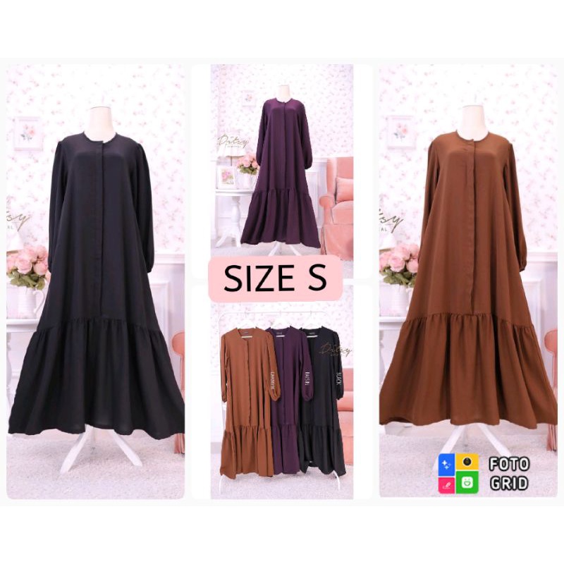 Ditsy | Gamis Polos Gamis Pesta Lennea dress Marzan Hitam Ungu Size S