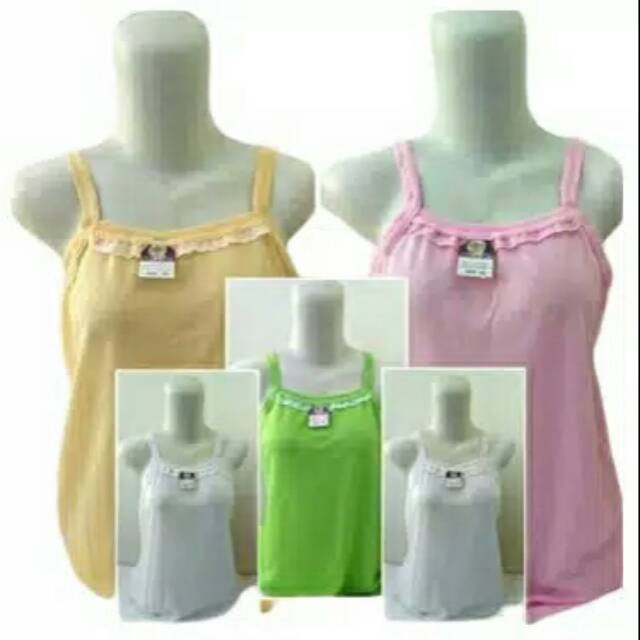 6&12pcs Singlet Remaja & Dewasa / Tanktop Renda Murah / Kaos Dalam Warna