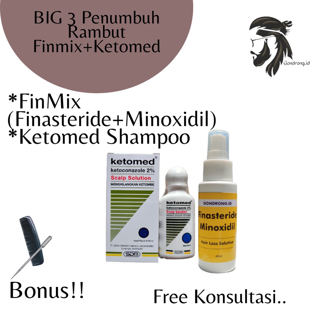 FINMIX BIG 3 paket 1 bulan penumbuh rambut finasteride minoxidil ktomed FREE Konsultasi
