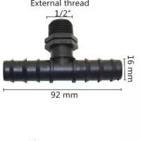 konektor Tee Drat pipa 1/2 ke selang 16mm Konektor Tee Pipa 1/2 untuk selang uniring 16mm