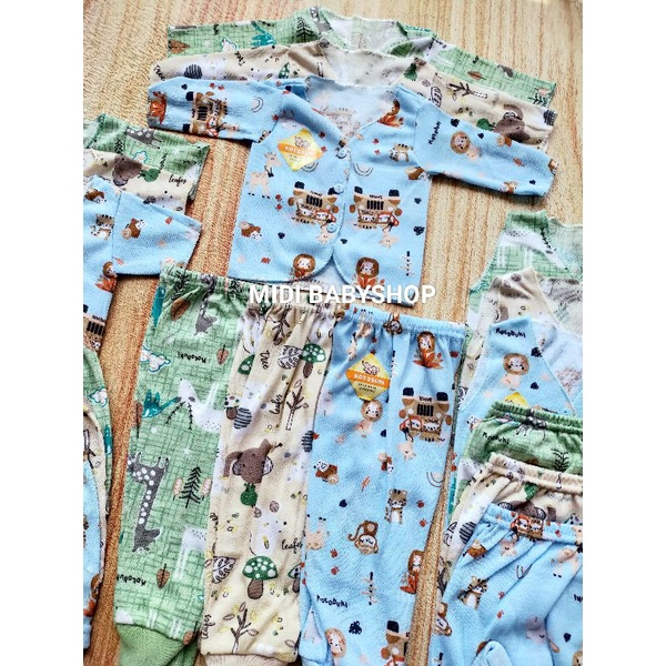 18 Pcs Paket Baju Bayi Celana Bayi Baru lahir Newborn Full Print KOTOBUKI SNI
