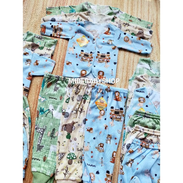 18 Pcs Paket Baju Bayi Celana Bayi Baru lahir Newborn Full Print KOTOBUKI SNI