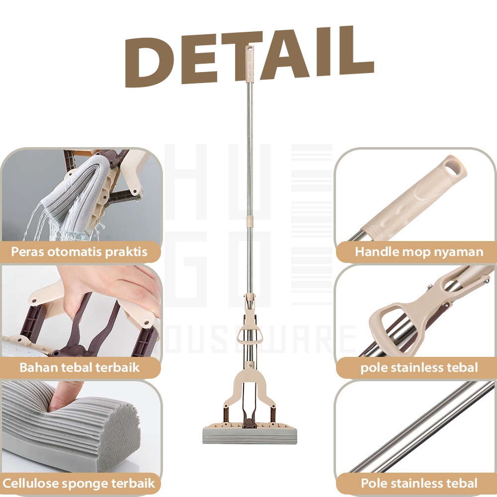 Alat Pel Lantai Spons Ultra Mop Spongy Pel Lantai Karet 28cm Pel Praktis Serbaguna