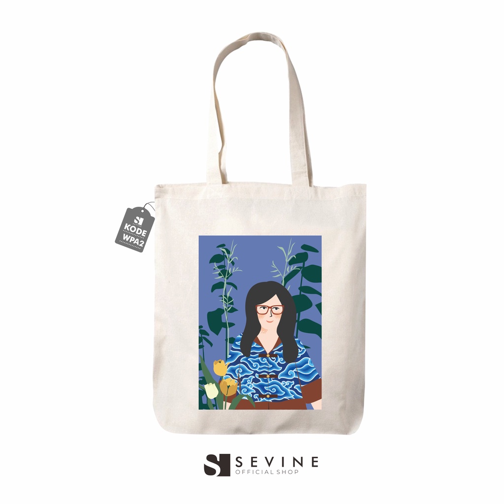 Sevine Tote Bag Resleting Drill Totebag Tas Laptop Wanita Woman Painting Abstrak Art  - WPA