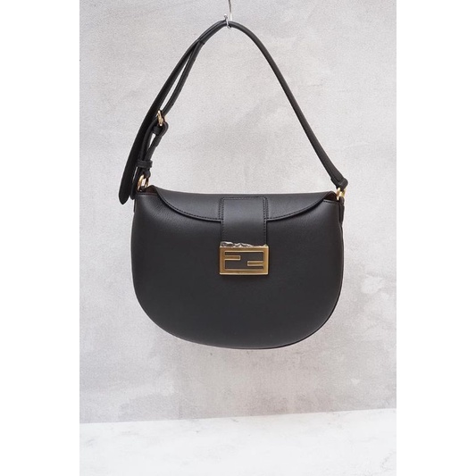 Fendi Small Croissant Hobo Bag In Black With FF Clasp