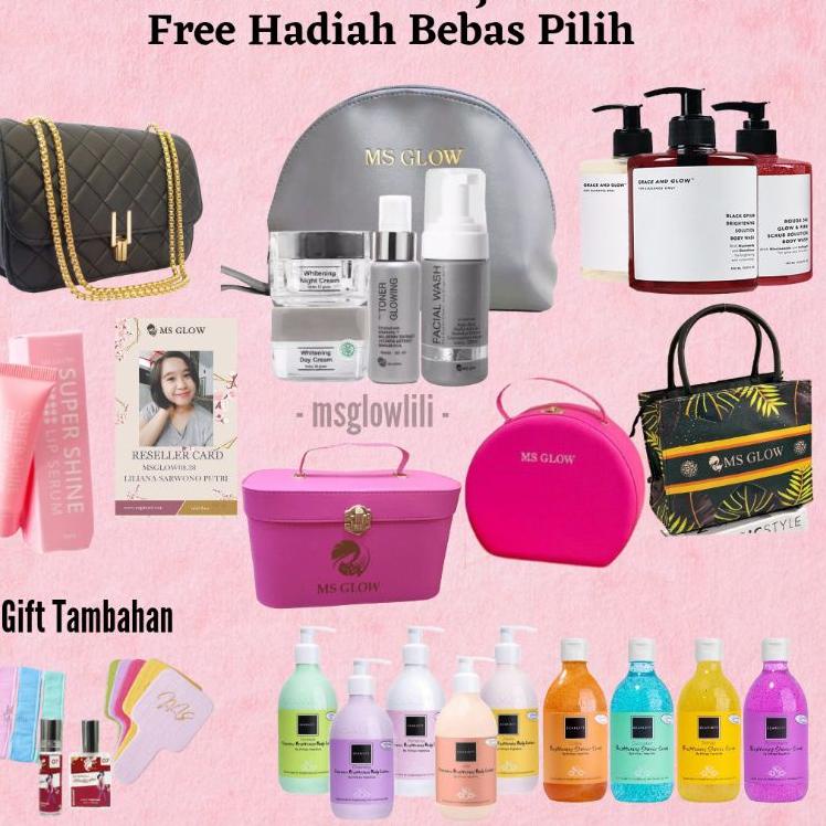 X15X MS GLOW PAKET WHITENING ACNE LUMINOUS ULTIMATE WHITE CELL DNA  TAS SCARLETT EMAS BOX KOSMETIK