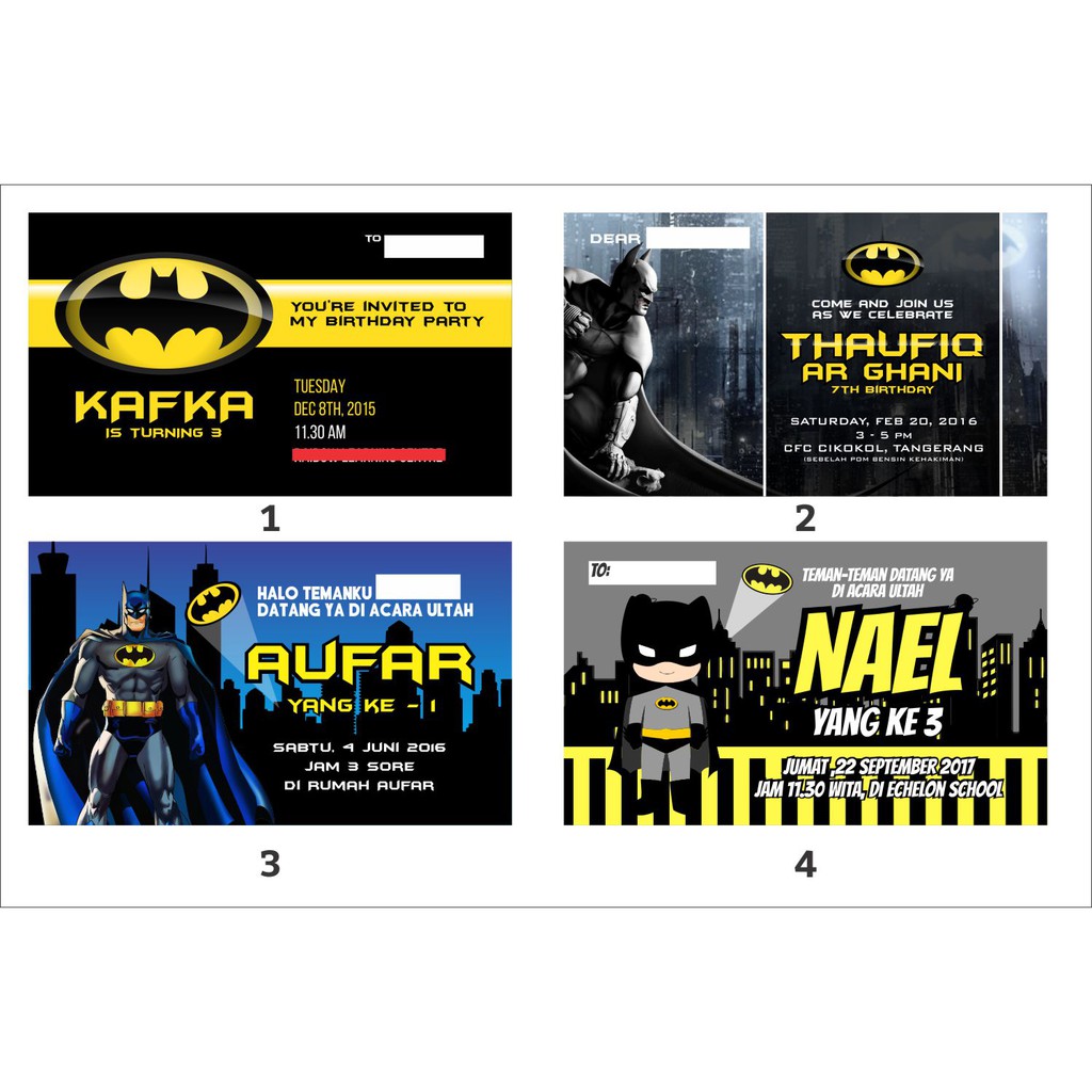 Kartu Undangan Ulang Tahun Batman Custom