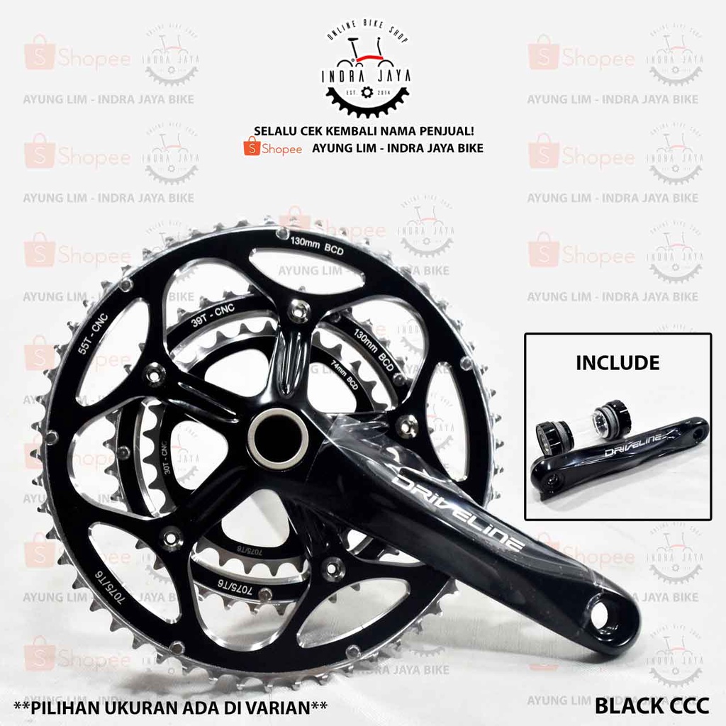 DRIVELINE CRANKSET CCC TRIPLE CHAINRING 55-39-30T / 53-39-30T - BLACK