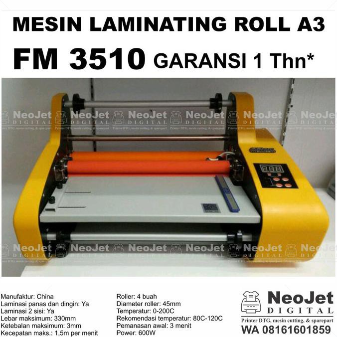 

Mesin laminating roll A3 FM 3510 Laminasi FM3510 Kertas Doff Glossy - 2 Lampu