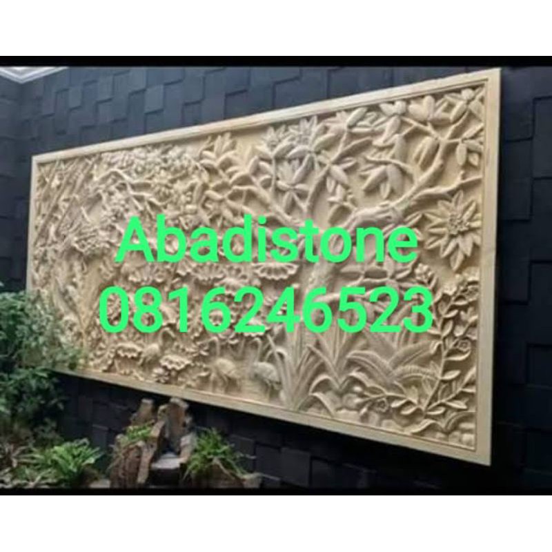 relief batu alam ukir hiasan dinding